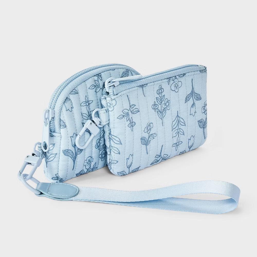 Girls' Floral Wristlet Pouch 2pc Set - Blue - Image 2