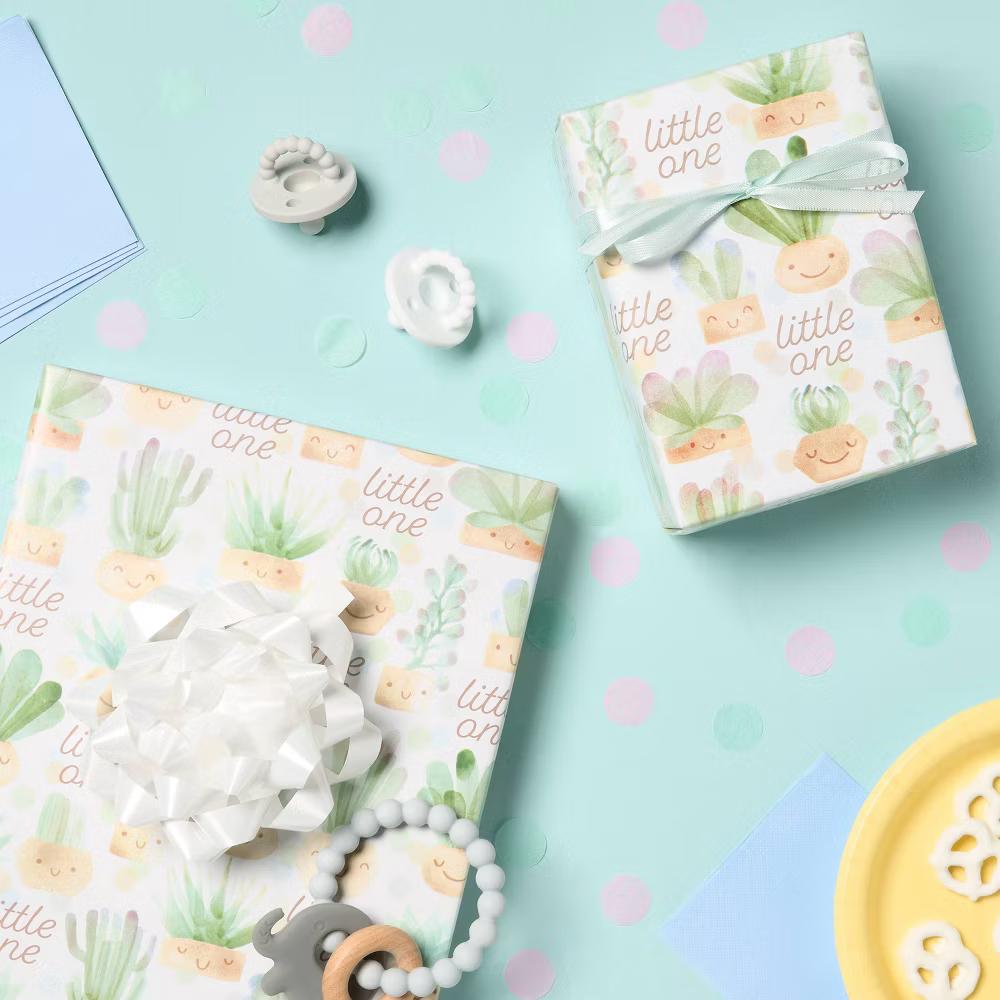Little One Plants Baby Wrapping Paper - Floral Botanical Gift Wrap for Baby Shower, Multicolor Earth Tones - Image 3