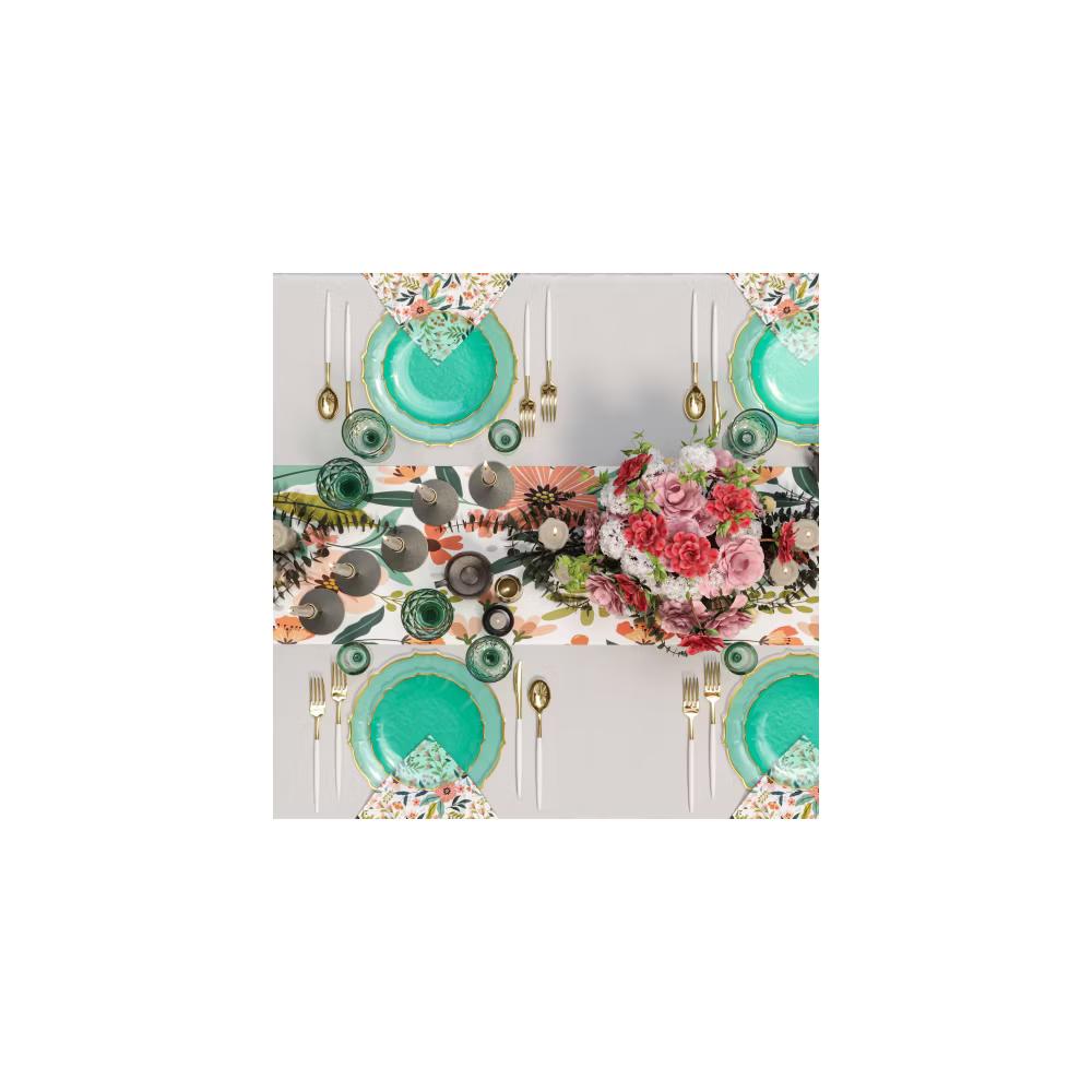 Trendables 40 Pieces Plastic Disposable Wedding Plates Set - 20 7.5" & 20 10" Thin & DelicateTinted Petals Plates with Rim - Image 21