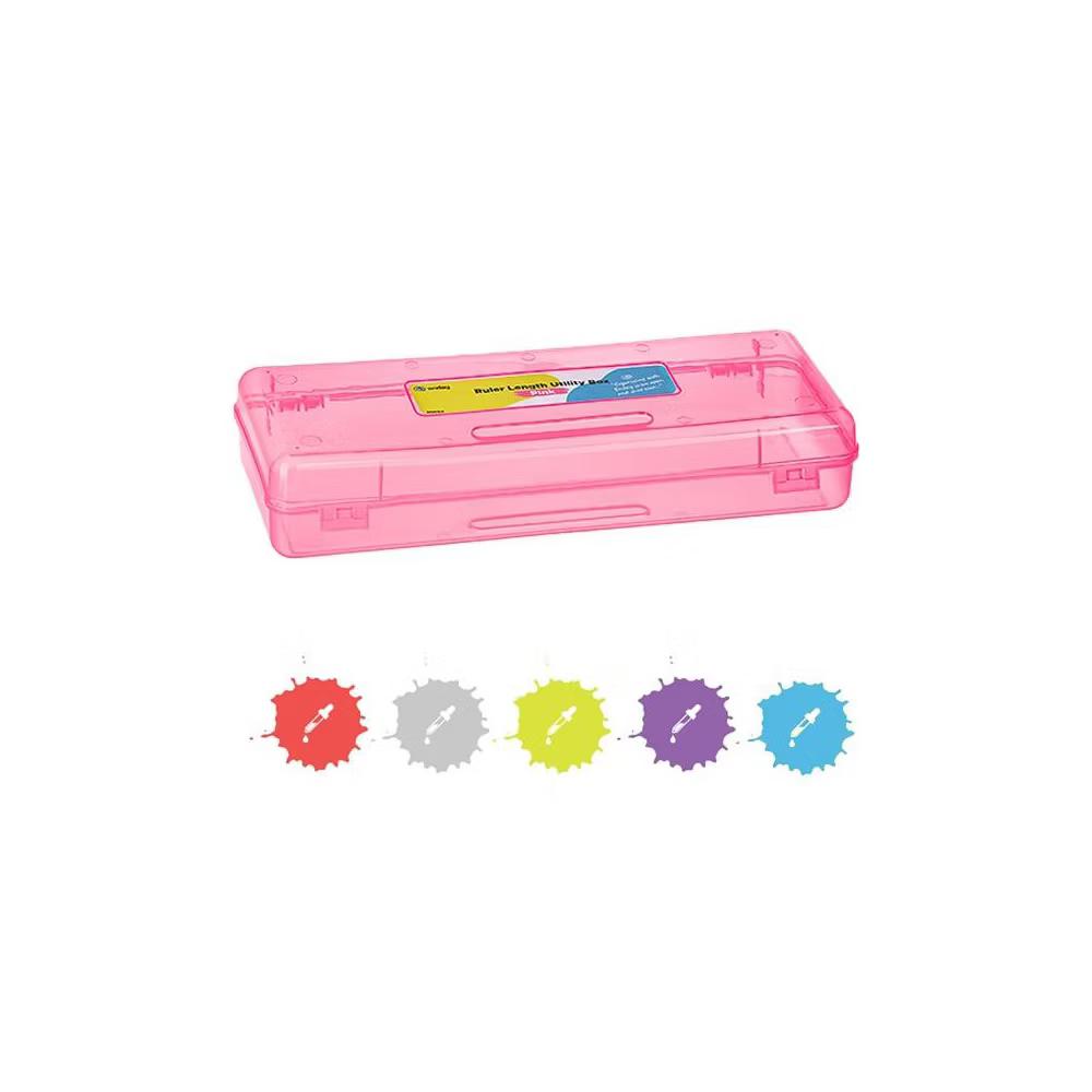 Pencil Box, Storage Organizer Utility Box, Multipurpose Long Ruler Length School Office Supplies Plastic Pencil Case for Kids & Adults - Image 22