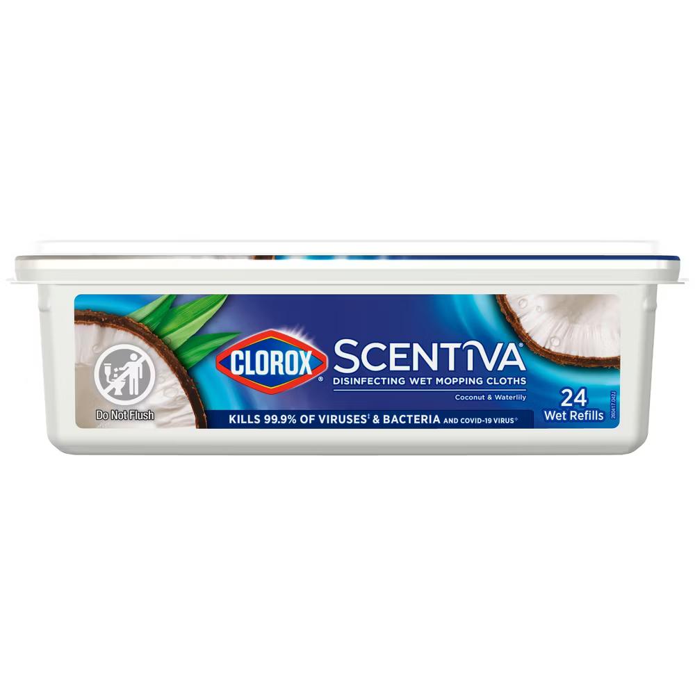 Scentiva Disinfecting Wet Mopping Refill Cloths - Coconut & Waterlily - 24ct: Compatible With Swiffer, For Linoleum & Tile Floors - Image 11
