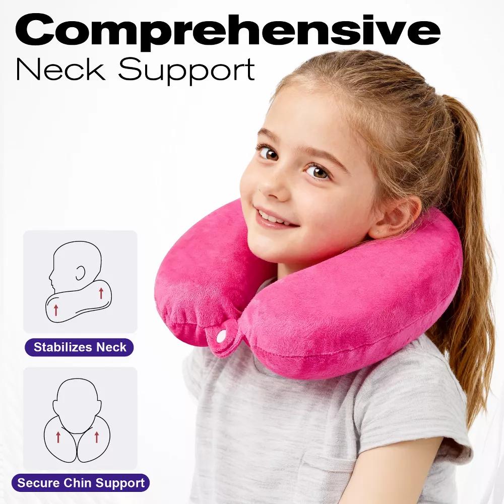 Neck Pillows for Travel Pillow Kids, Small Travel Neck Pillow Airplane, Foldable Memory Foam Neck Pillow for Car Travel Sleeping With Ear Plug - Image 5