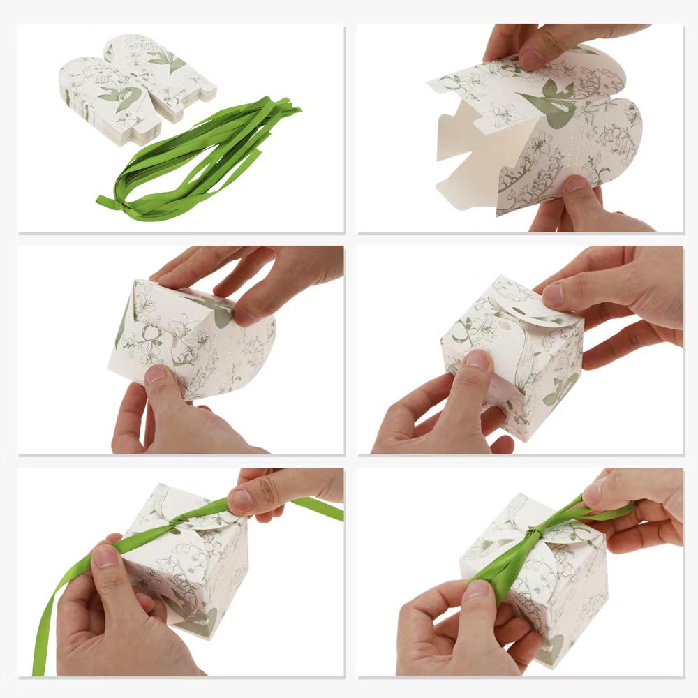 Gift Boxes with Ribbon 2.76"x2.76"x2.76" Green 20 Pcs - Image 3