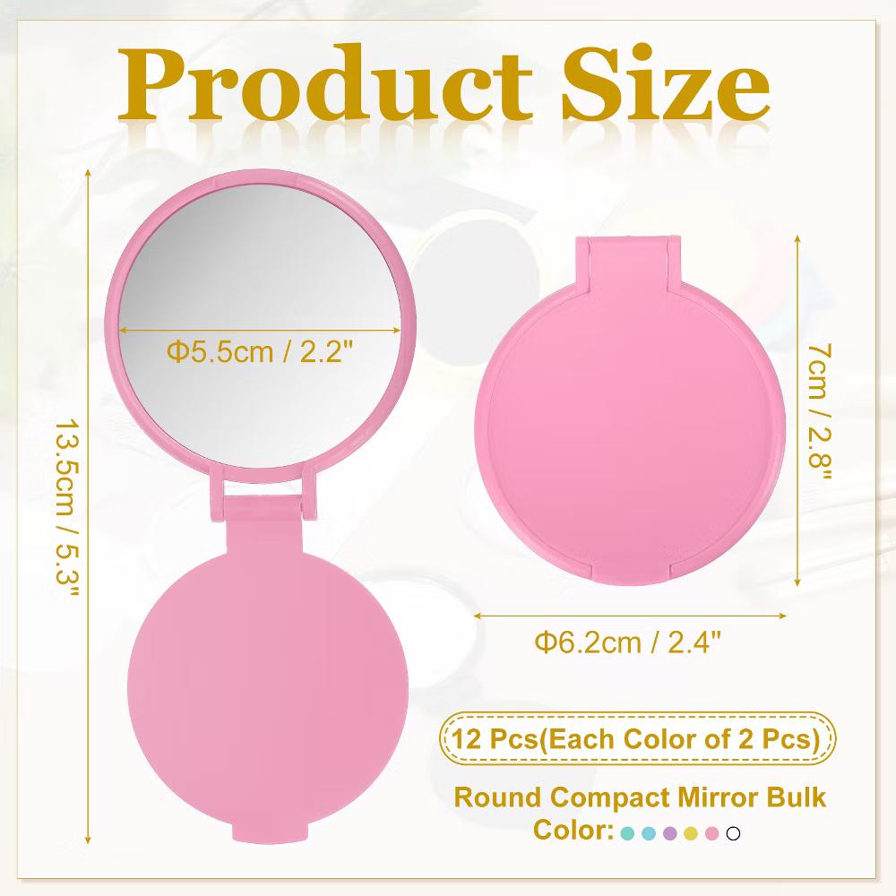 Folding Small Round Travel Women Girls Portable Pocket Mirror 12 Pcs - Image 11