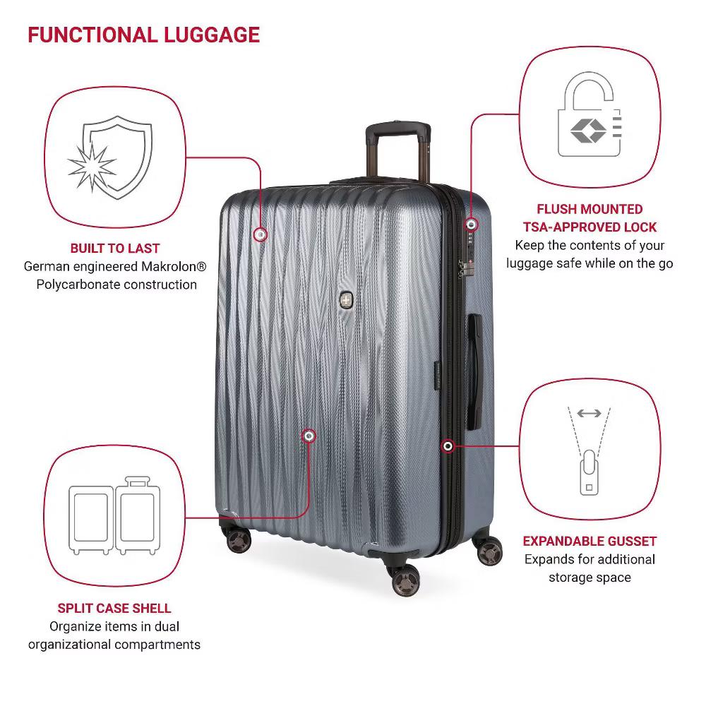 Energie Hardside Large Checked Spinner Wheels Suitcase - Image 20