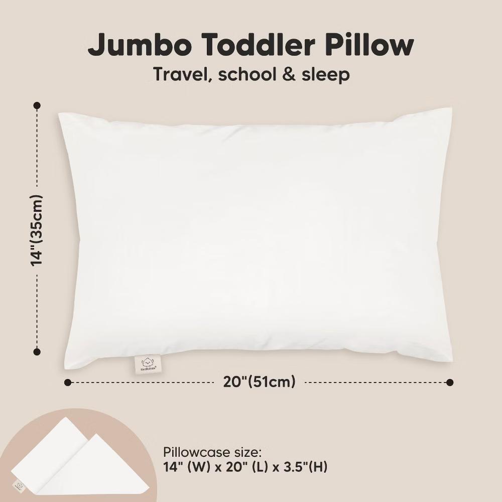 Jumbo Toddler Pillow with Pillowcase, 14X20 Soft Organic Toddler Pillows for Sleeping, Kids Travel Pillow - Image 59