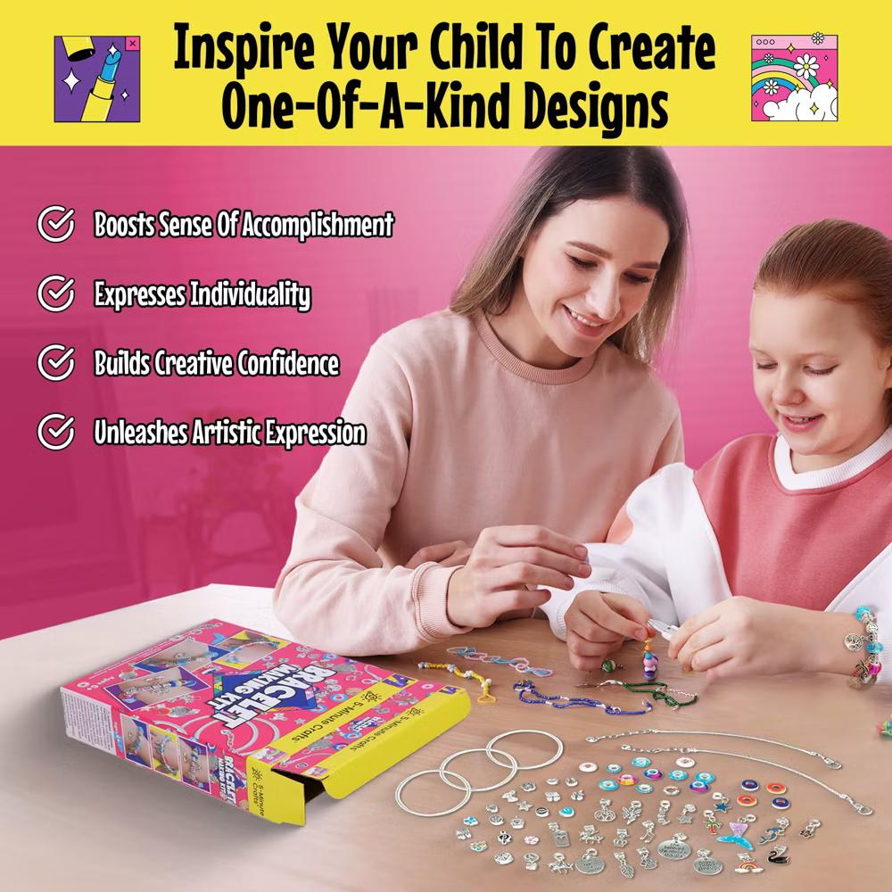 As Seen On TV 5-Minute Crafts Bracelet Making Kit Colorful Beads Charms Pendants Arts and Crafts Kids 6+ Non Toxic - Image 3