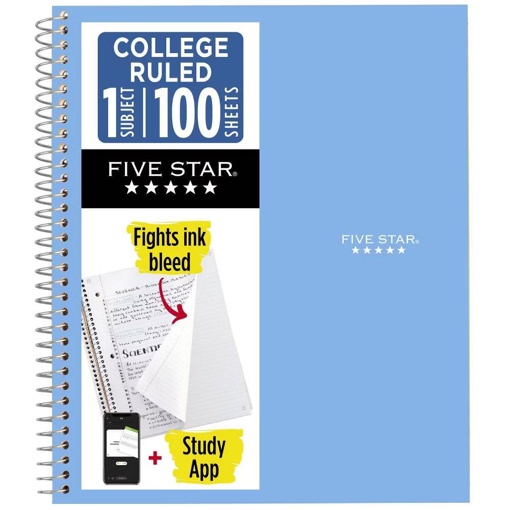 Five Star 8.5"x11" 1 Subject College Ruled Notebook Sky Blue 100 Pages - Image 4