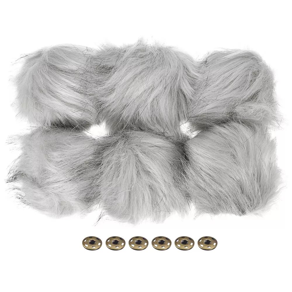 Fluffy Soft Elastic Faux Fur Pom Poms for Hats DIY Scarves 6 Pcs - Image 14