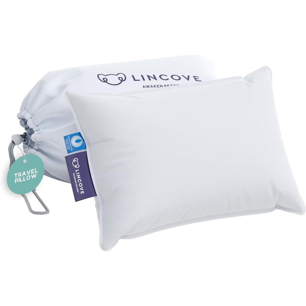 Lincove Canadian Down & Feather Travel Pillow – 625 Fill Power, OEKO-TEX, 400TC Cotton Sateen, Machine Washable, Made in Canada - Image 3