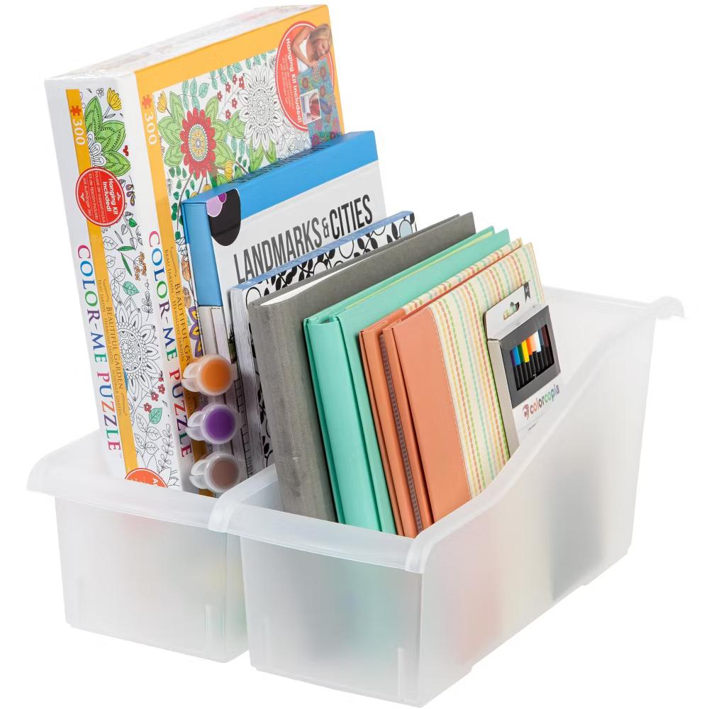 15" 6" Plastic Connecting Book and Paper Storage Container Bin - Image 2