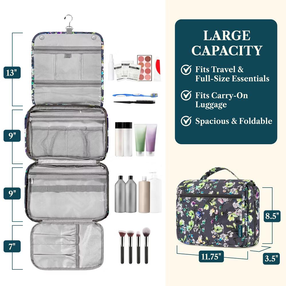Hanging Toiletry Bag Women Men, Foldable Large Travel Cosmetic Organizer, Water Resistant Makeup Toiletries Essentials Kit - Image 30