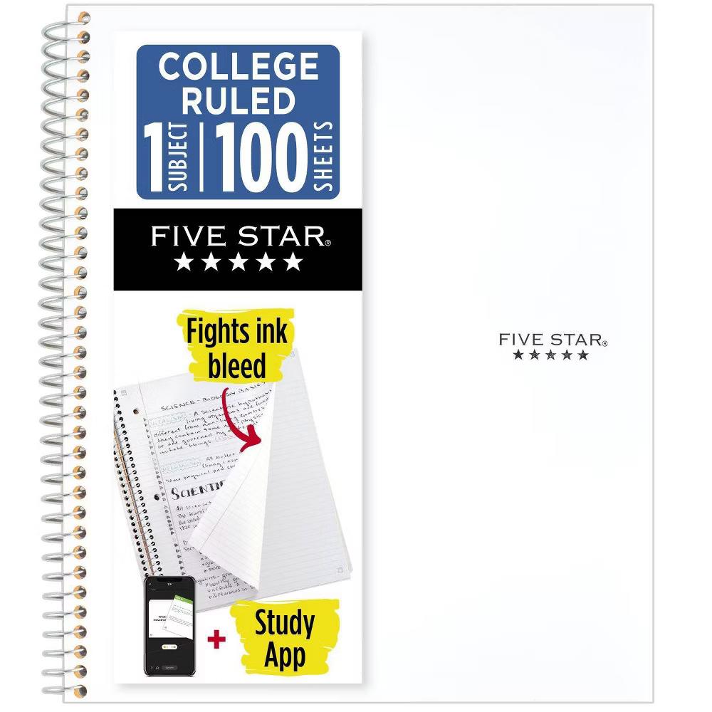 Five Star 8.5"x11" 1 Subject College Ruled Notebook White 100 Pages - Image 6