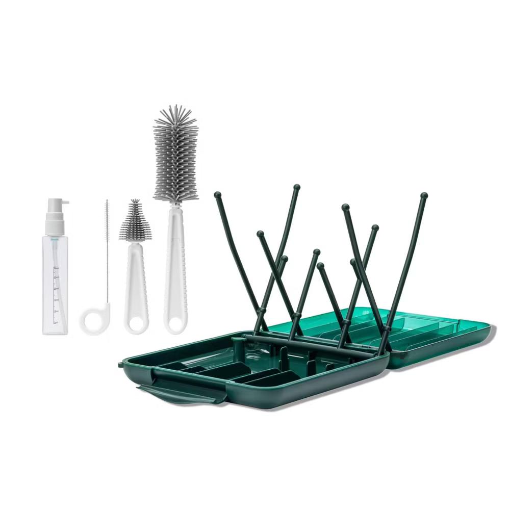 WILLOW Travel Cleaning Pack - Teal Green - 5pc: Silicone, Bottle Brushes - Image 4