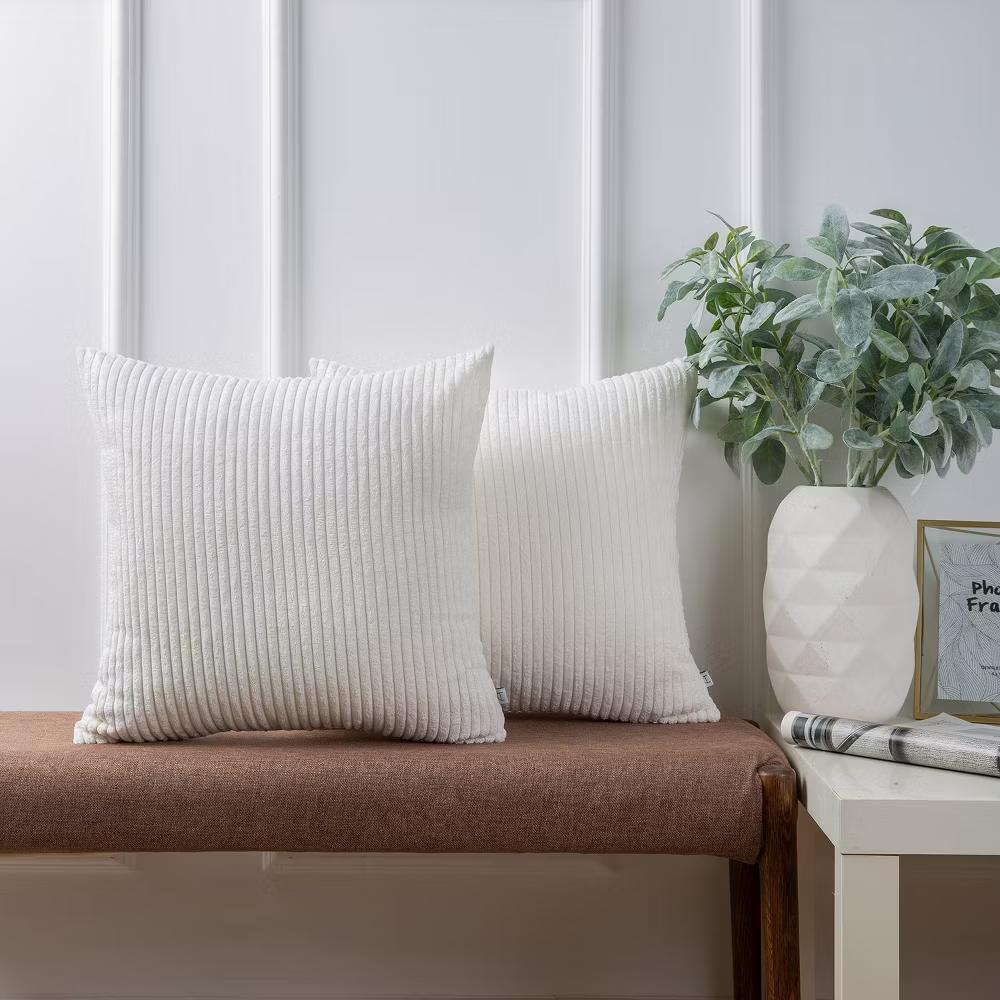 Phantoscope Solid Color Corduroy Pillow Covers Set of 2 Plush Velvet & Soft Accent - Image 30