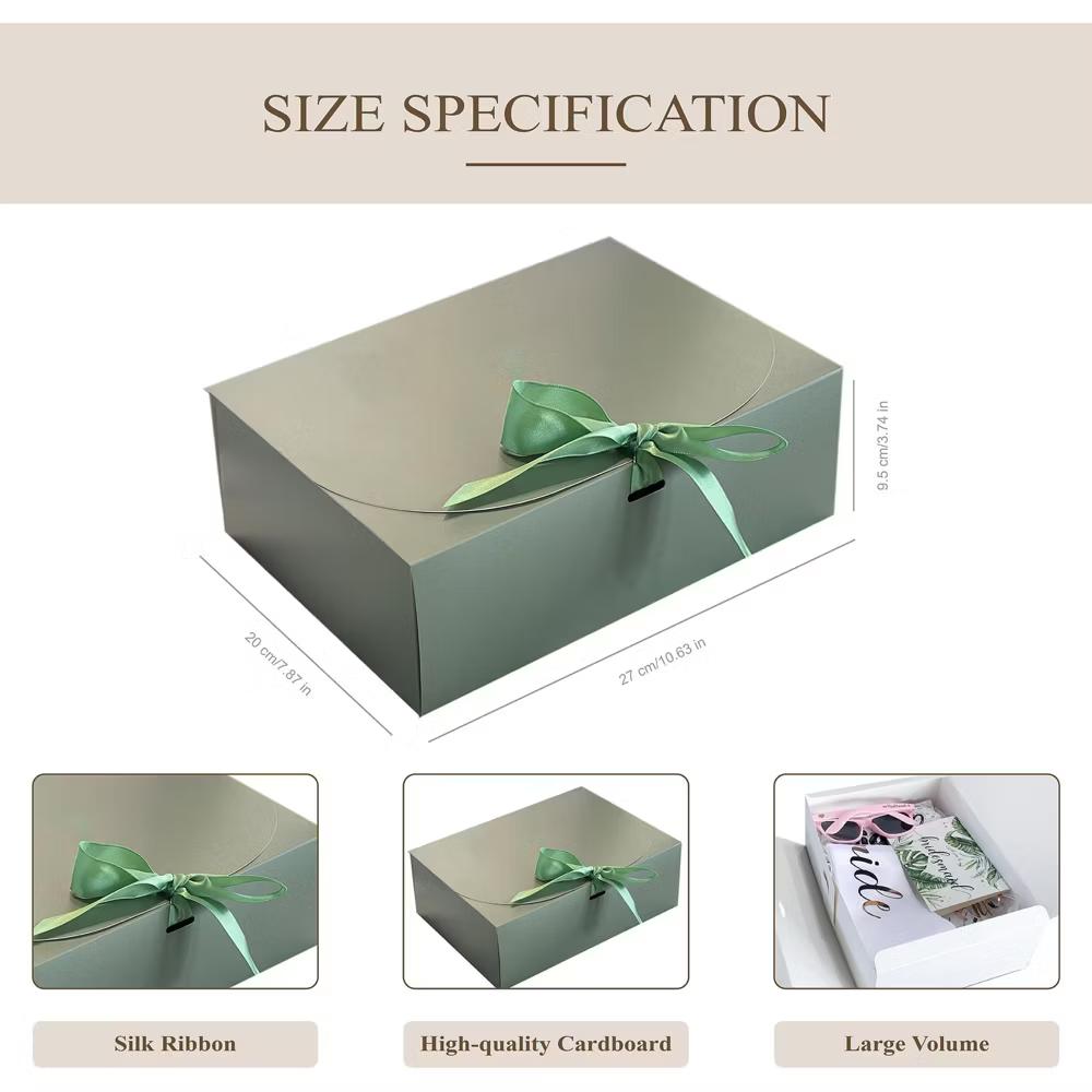 10 Pack Sage Green Bridesmaid Proposal Gift Boxes with Lids and Ribbons Durable Paper for Wedding Birthday Party Christmas - Image 4