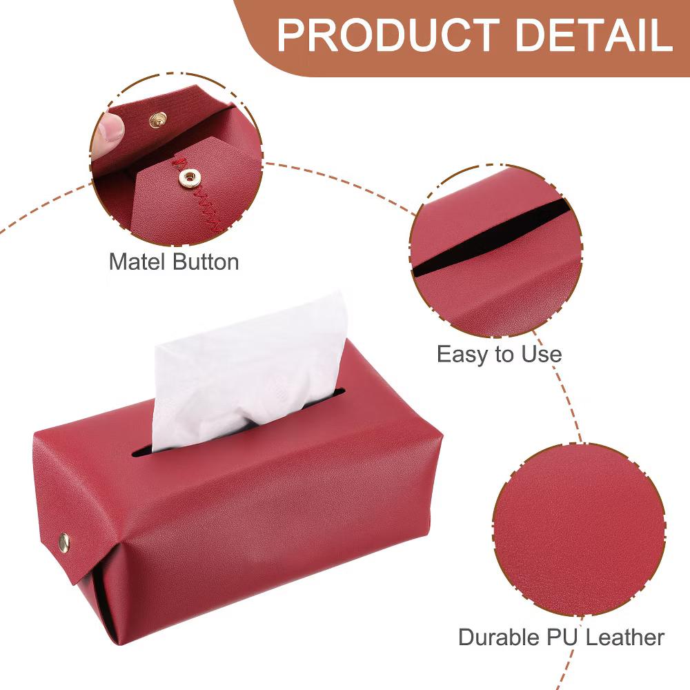 Rectangle PU Leather Tabletop Bathroom Kitchen Tissue Box Cover - Image 33