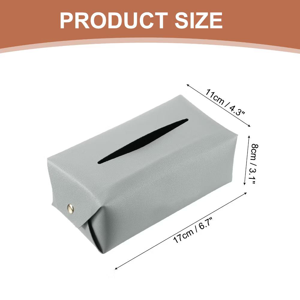 Rectangle PU Leather Tabletop Bathroom Kitchen Tissue Box Cover - Image 19