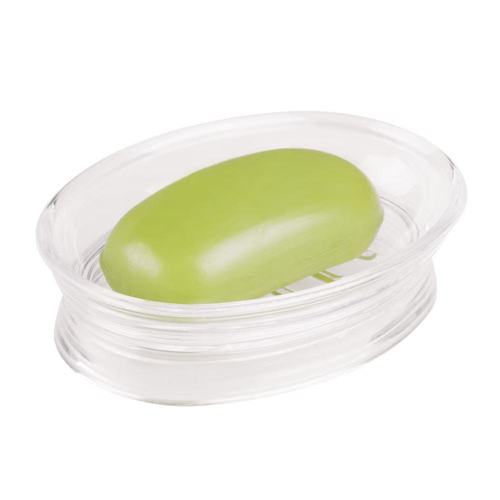 Soap Dish for Bathroom Sink - Elevated Oval Stand for Countertop - Clear - Image 2