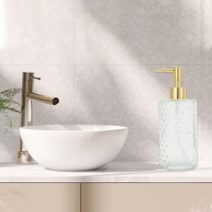 Cylinder Dot Soap Dispenser 14.2oz Clear Gold Tone 1 Pc