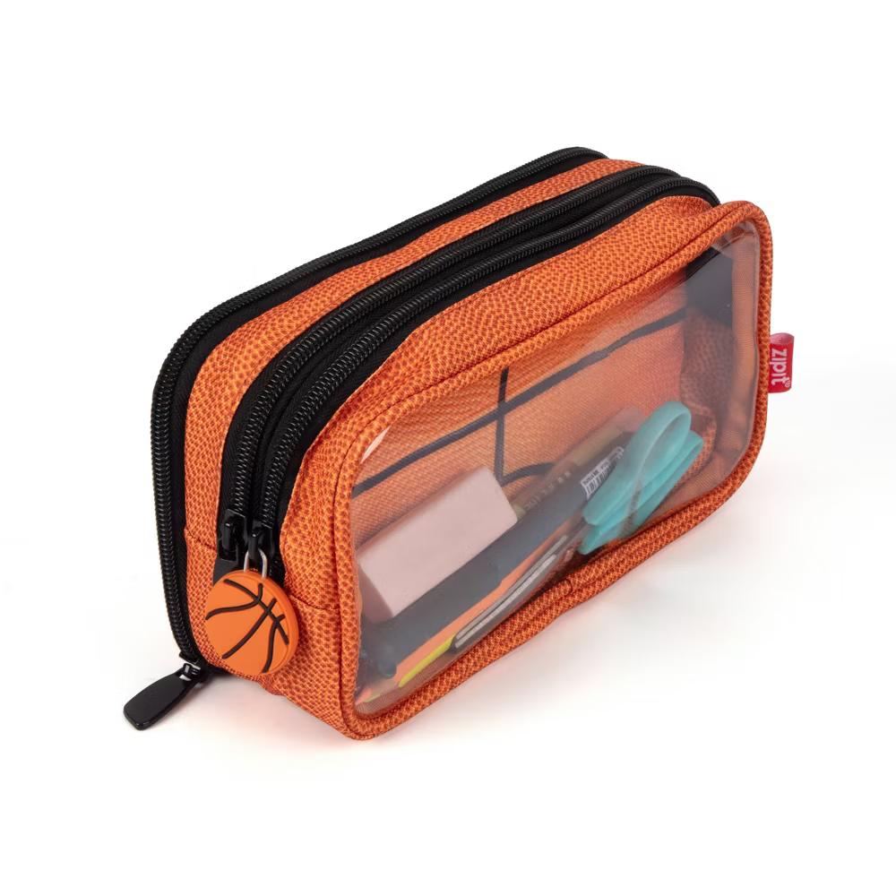 ZIPIT Orange Basketball Double Zip Pencil Pouch - Image 3