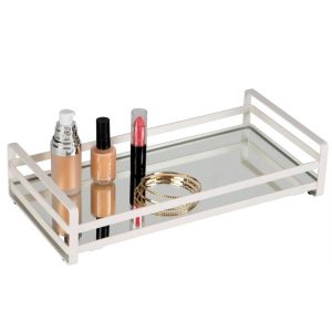 Flat Wire Over the Tank Vanity Tray White - Iron Bathroom Organizer, Perfume Holder