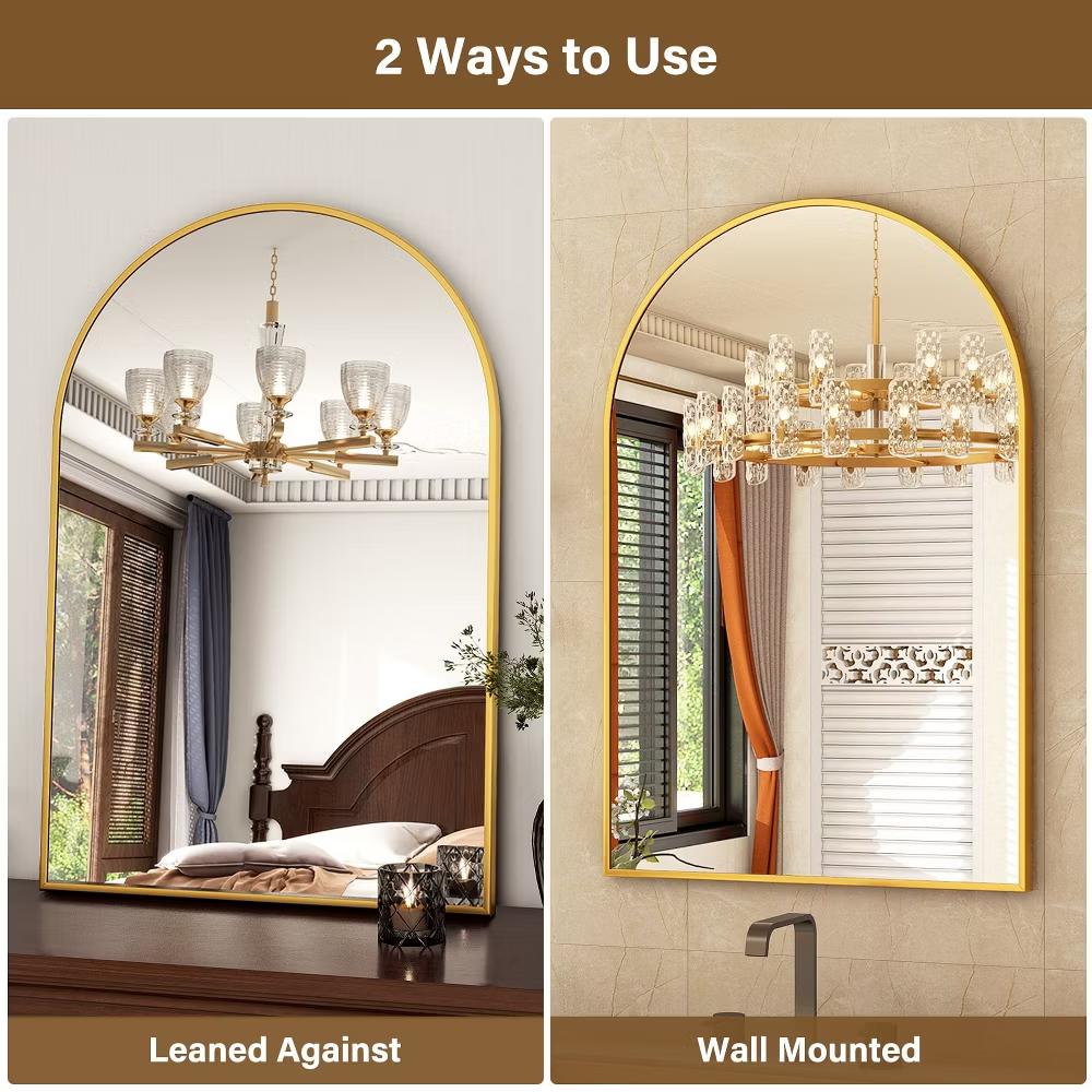 BEAUTYPEAK 16"x24" Arched Bathroom Mirror Vanity Wall Mounted Mirror, Black - Image 14