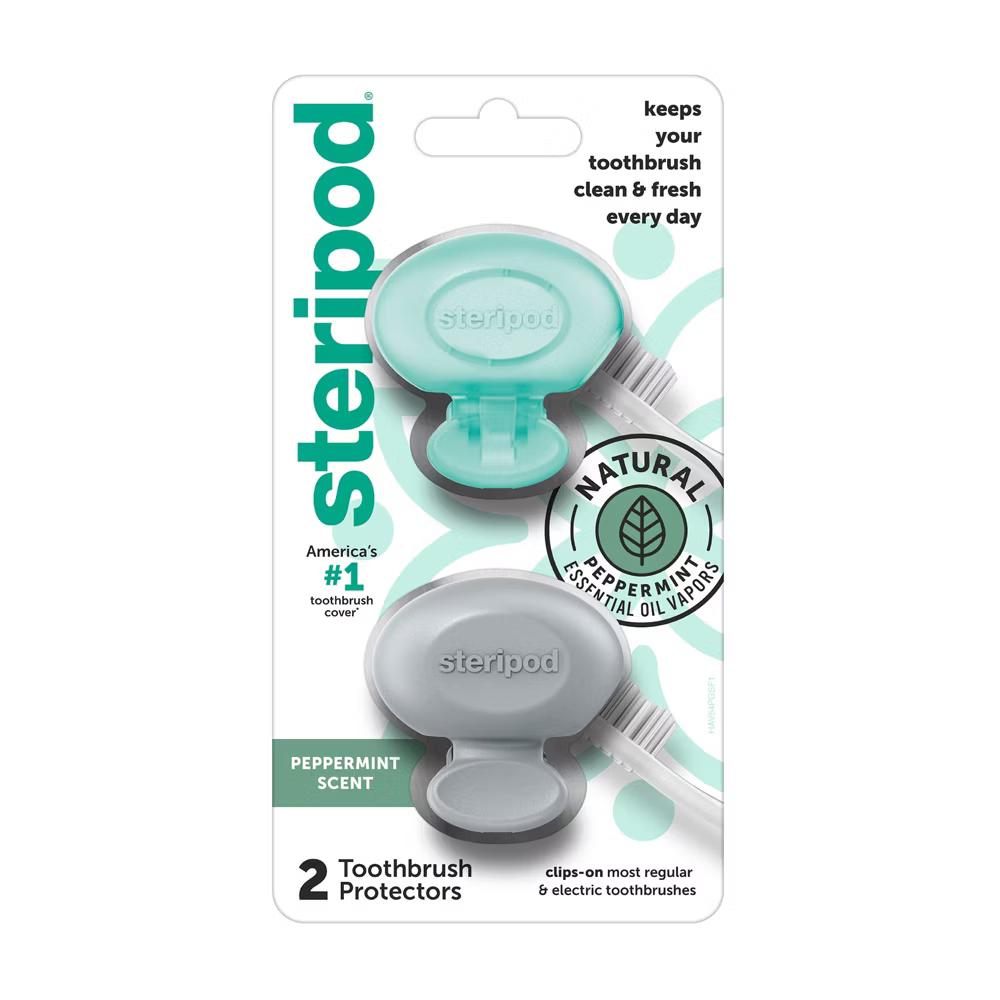 Steripod Clip-On Toothbrush Protector Peppermint Scent, 2 Ct - Image 2