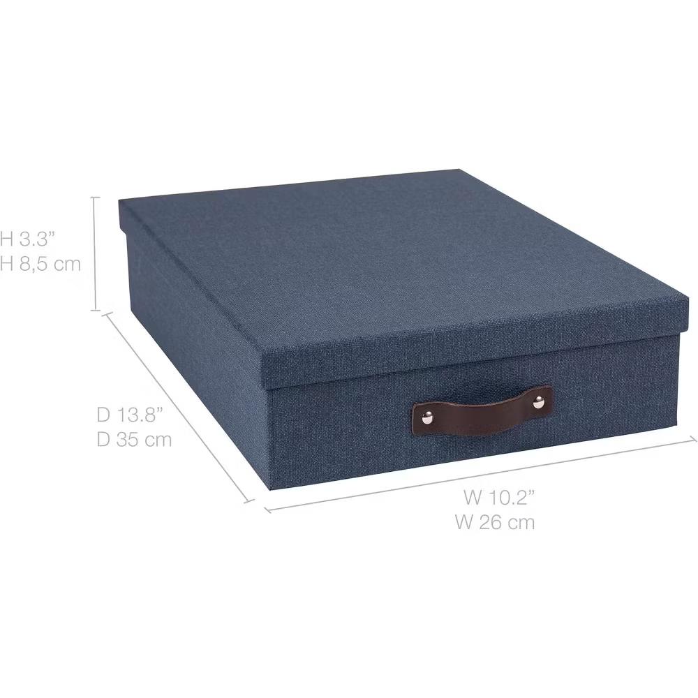 Bigso Oskar Document Letter Box with Lid and Leather Handle – Canvas Fiberboard File Organizer, 3.3" 10.2" 13.8" - Image 16