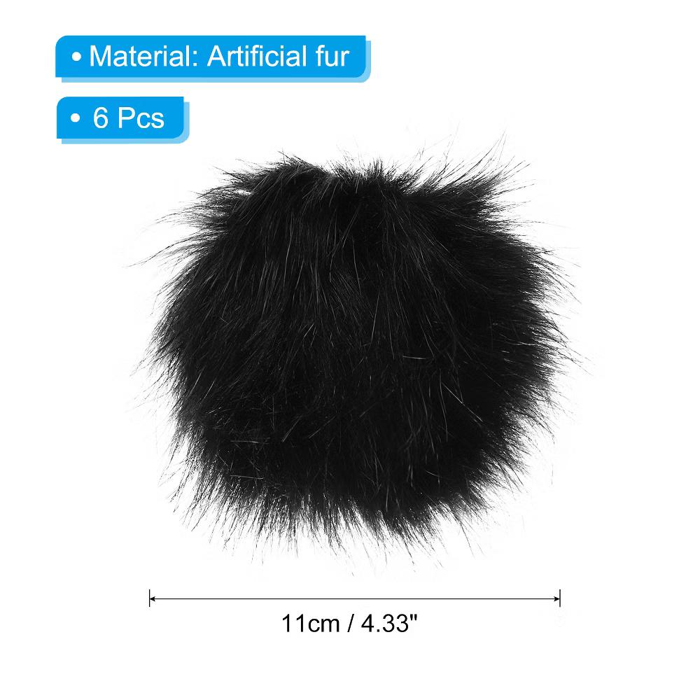 Fluffy Elastic Faux Fur Pom Poms for Hats Scarves Gloves 6 Pcs - Image 6