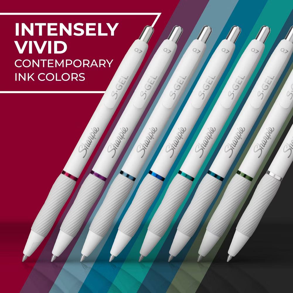 S-Gel Pens White Fash Exp Asst Ink 8Ct Card - Image 2