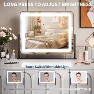 LED Vanity Mirror – Touch Control 3 Light Modes, Dimmable & 360° Rotation Makeup Mirror for Bathroom/Bedroom (1-Piece)