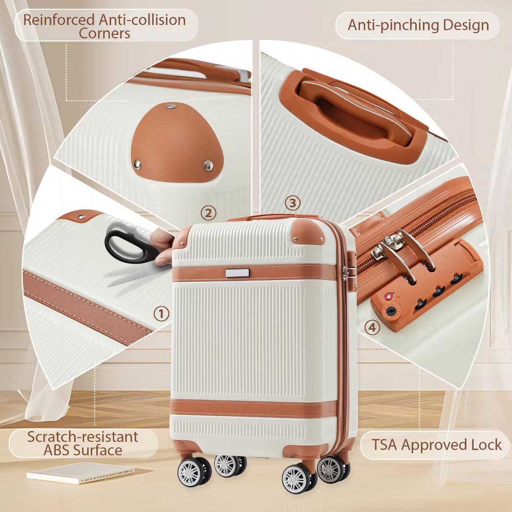 3 PCS ABS Lightweight Hard Shell Carry on Luggage(20") with Travel Bag, Spinner Wheels and TSA Lock - ModernLuxe - Image 32