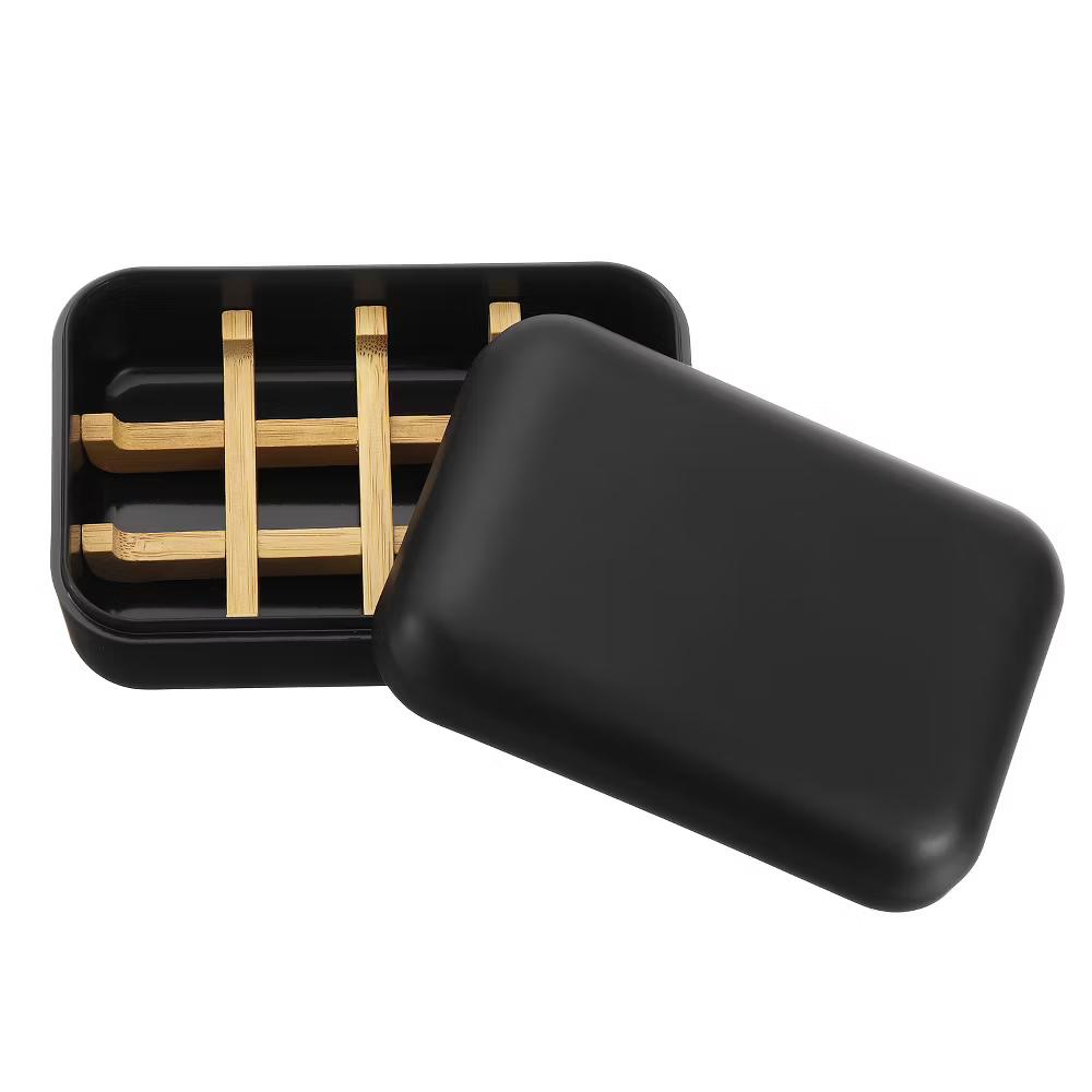 Bamboo Fiber Self-Draining Soap Holder with Lid - Image 6