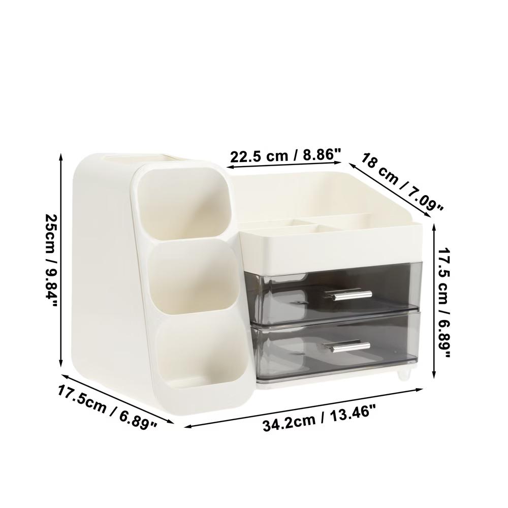 Three-Layer Makeup Organizer with Drawer White 1 Pc - Image 3