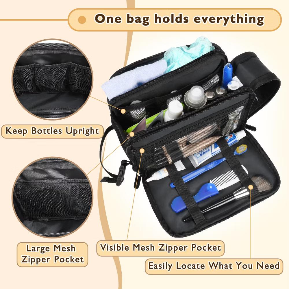 Tirrinia Travel Waterproof Toiletry Bag for Men, Wet-Dry Separation Toiletry Kit, Black - Image 2