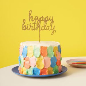 "Happy Birthday" Cake Decor Gold