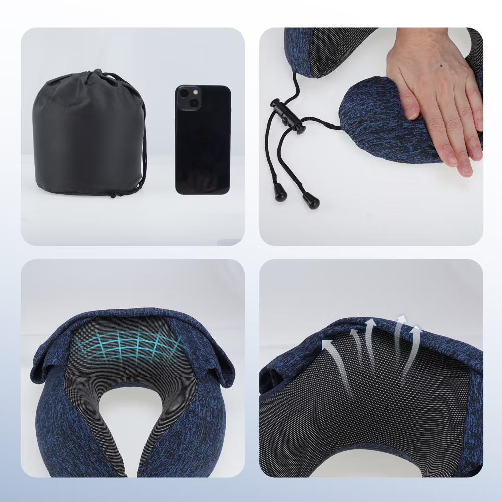 Travel Neck Pillow with Extra Large Hood 1 Set - Image 2