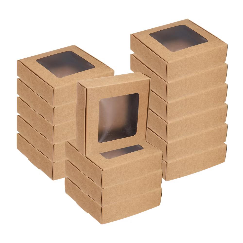 Paper Party Favor Treats Candy Cookie Packaging with Clear Window Kraft Soap Boxes 32 Pcs - Image 15