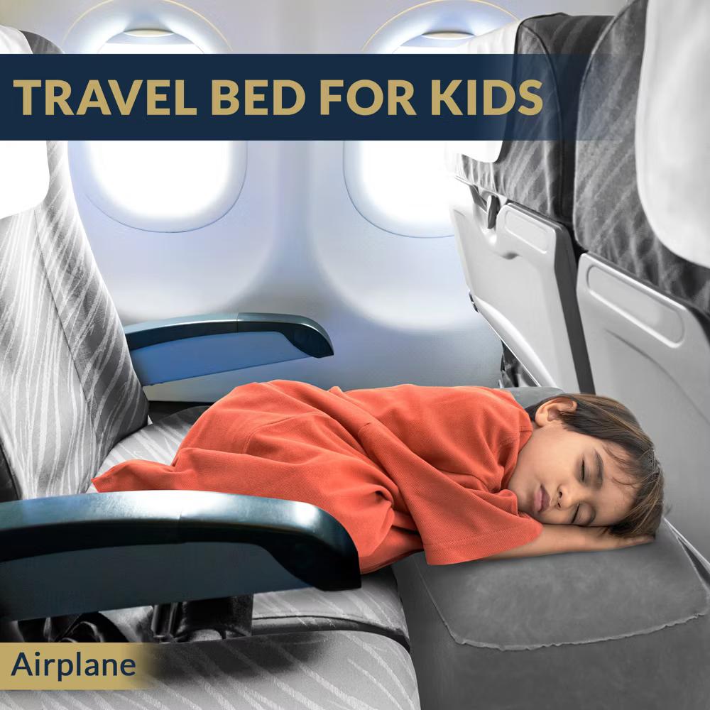 Inflatable Airplane Foot Rest with Pump & Carry Bag, 3-Height Travel Footrest for Kids, Toddlers, Office, Car & Train - Image 7