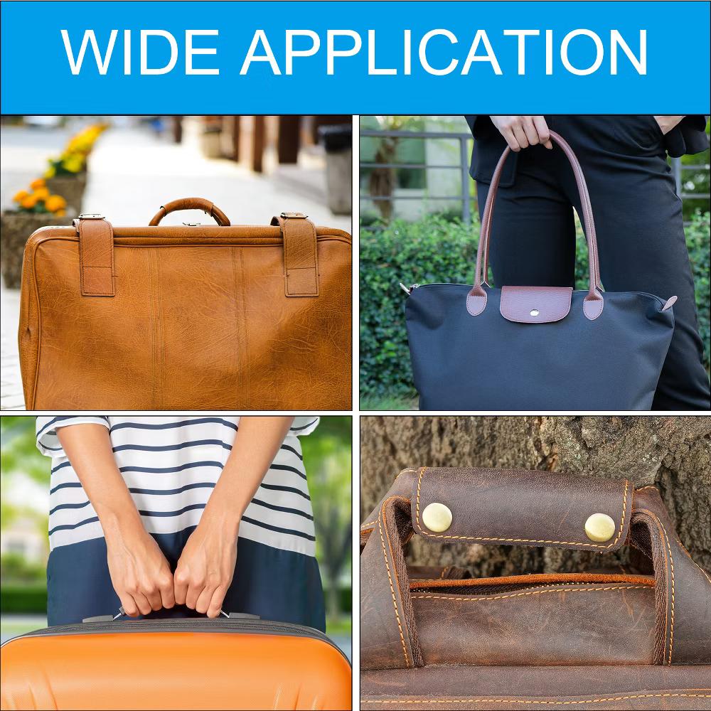 PU Leather Elegant Luggage Grip Handbag Handle Wrap Covers 2 Pcs - Image 3