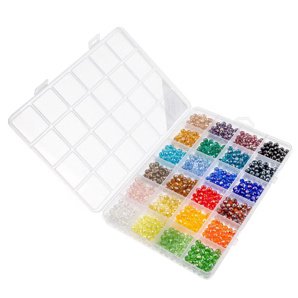 1200pcs 6x5mm Assorted Glass Beads, Colorful Round Bead for DIY Crafts Jewelry Making Bead Box - Image 2