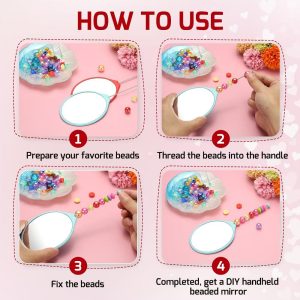 Portable Beadable DIY Removable Oval Shape Handheld Makeup Mirrors 7.7" 4 Pcs
