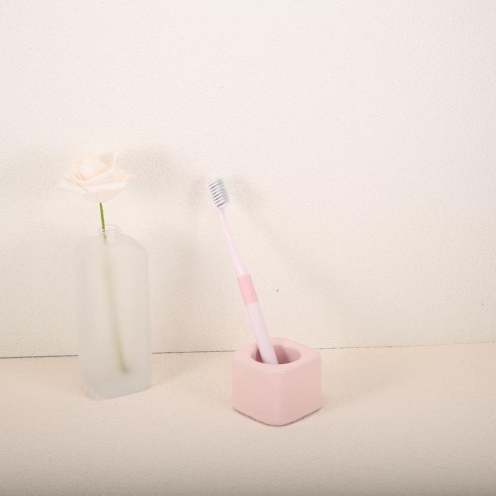 Bathroom Square Mini Ceramic Toothbrush Holder 2.2"x1.73" 2Pcs - Image 15