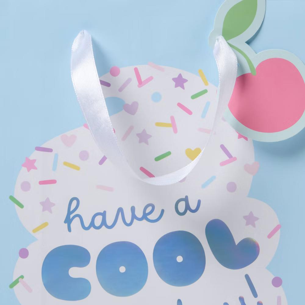 Large Ice Cream Cone 'Have a Cool Birthday' Gift Bag with Holographic Foil and Tag - Image 2