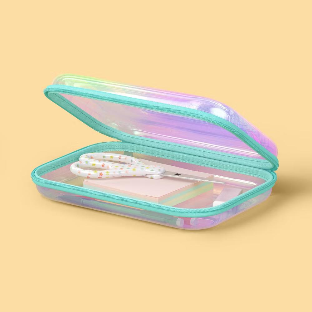 Hard Sided Zipper Pencil Case Iridescent - Image 5