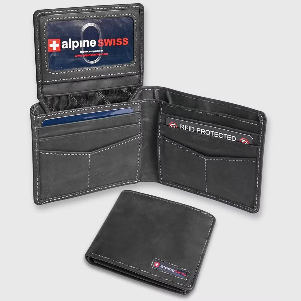 Alpine Swiss Connor Executive Bifold Wallet | Business Passcase for Men | Premium Leather | Dual ID Windows | RFID Blocking | Gift Box Included - Image 27
