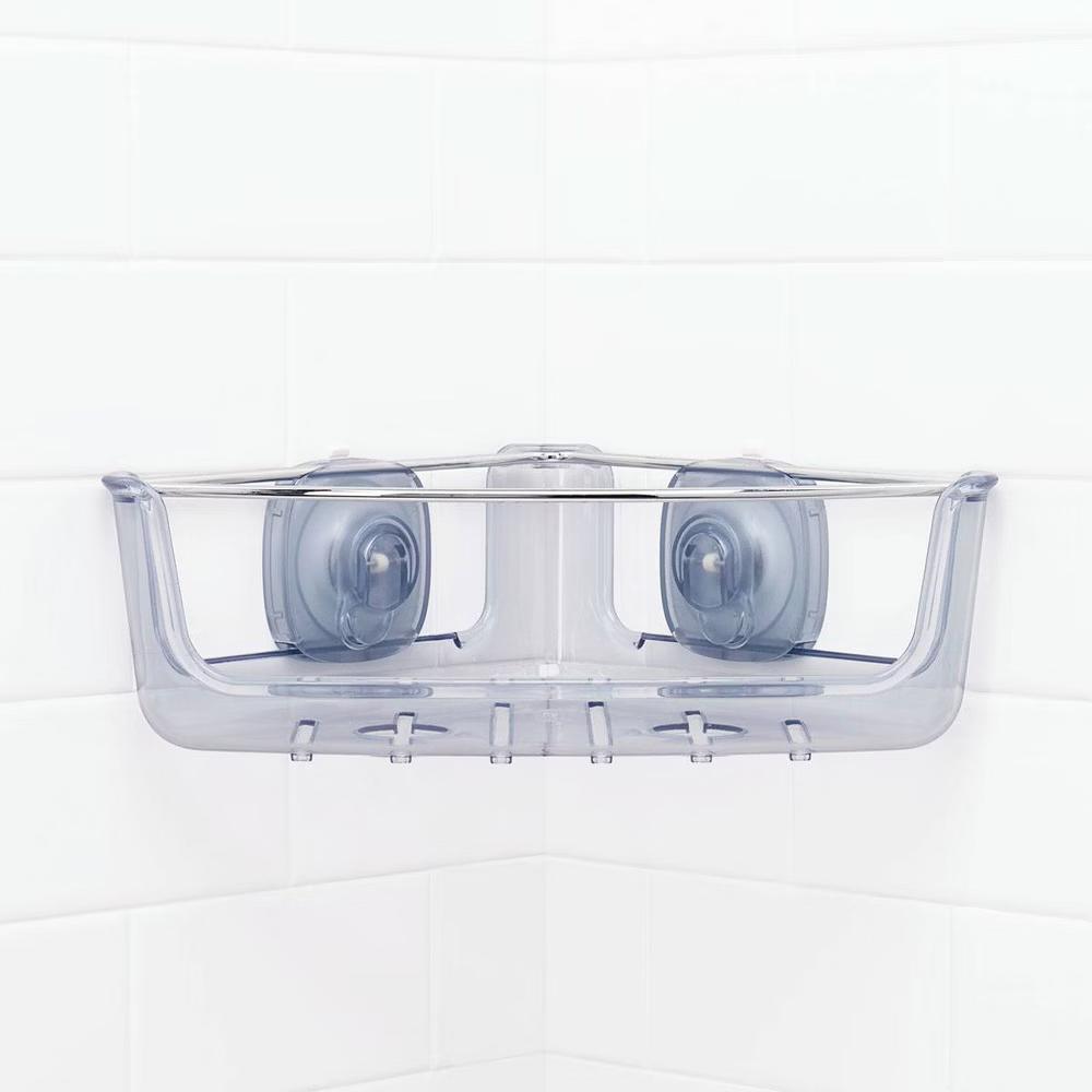 Stronghold Suction Corner Basket: Stainless Steel & Plastic Shower Organizer, Bath Storage - Image 2