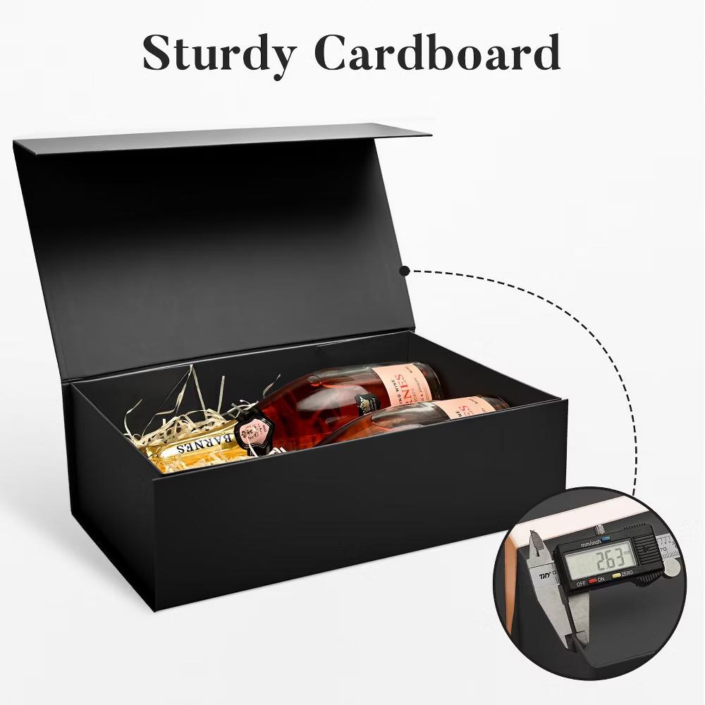 Large Gift Box 14x8.5x4.5 Inch Black Magnetic Lid with Ribbon Shredded Filler Card for Birthday Anniversary Wedding 1 Piece - Image 4