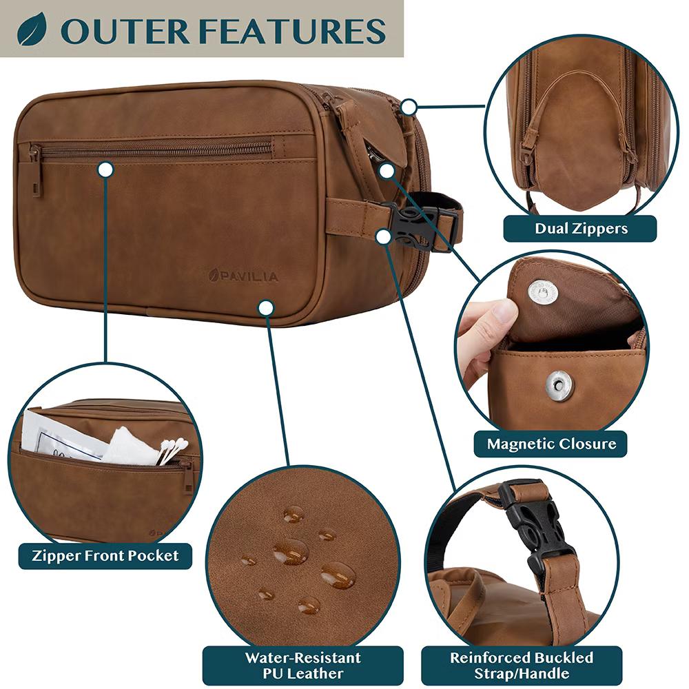 Toiletry Bag for Men, Travel Essentials Shaving Dopp Kit, Water Resistant Cosmetic Makeup Organizer Case - Image 48